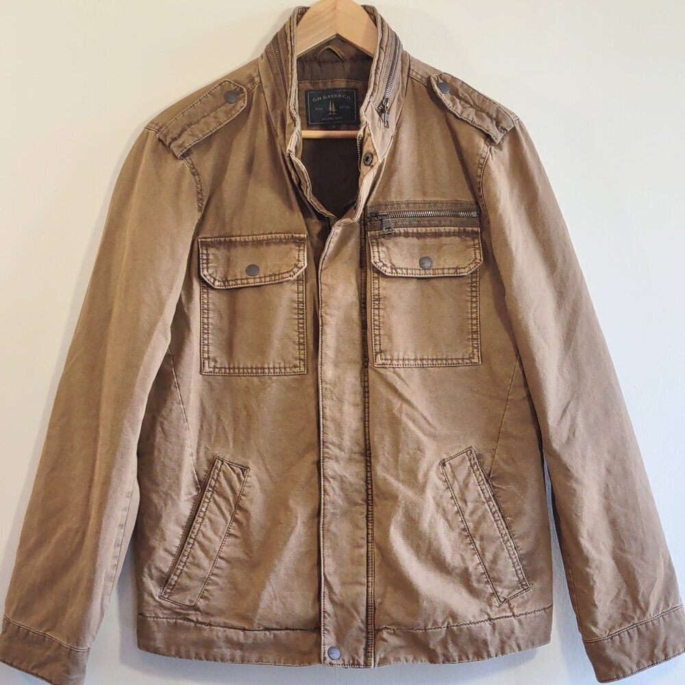 Vintage GH Bass Men Utility Field Jacket Canvas Barn Chore Coat Size Small